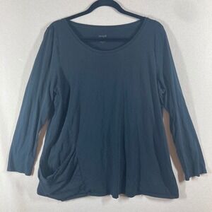 Pure Jill One Pocket Pima Cotton Top Sz L Black Minimalist Casual Classic Staple